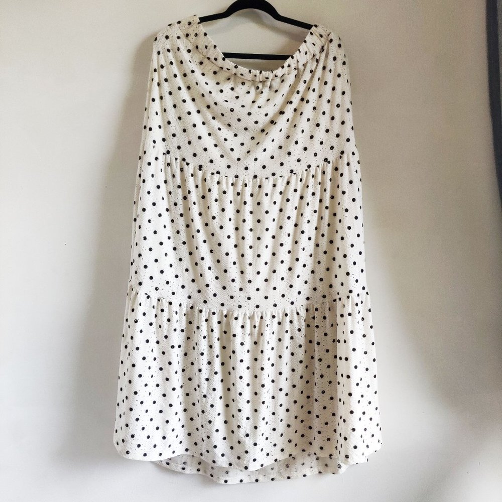 LuLaRoe Poppy Maxi Eyelet Polka Dot Peasant Skirt Black & White